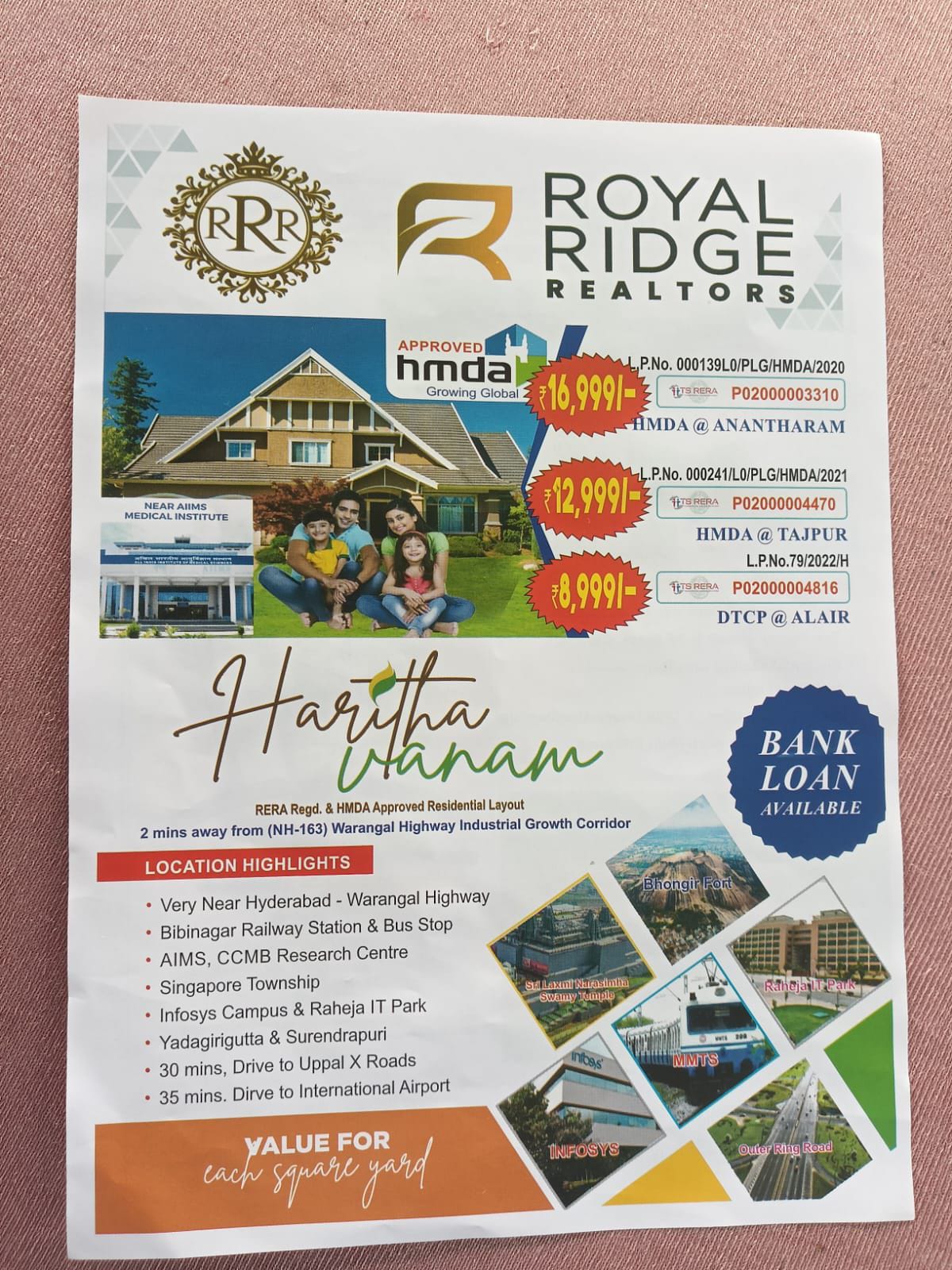 RRR DTCP& HMDA Villa Plots For Sale In Anantharam
