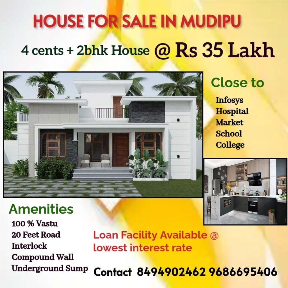 2BHK House with 4 Cents Land For Sale in Mudipu, mangalore