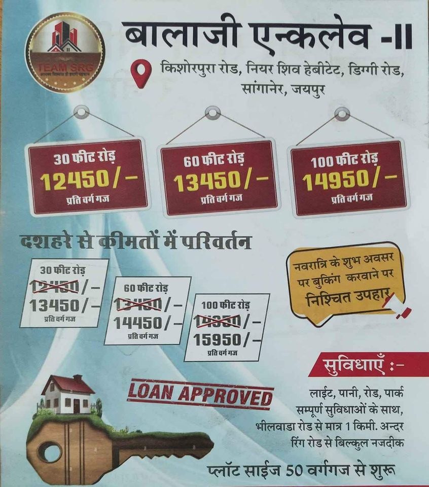 Open Plots for Sale in Balaji Enclave 2nd at Diggi Malpura Road,Jaipur 