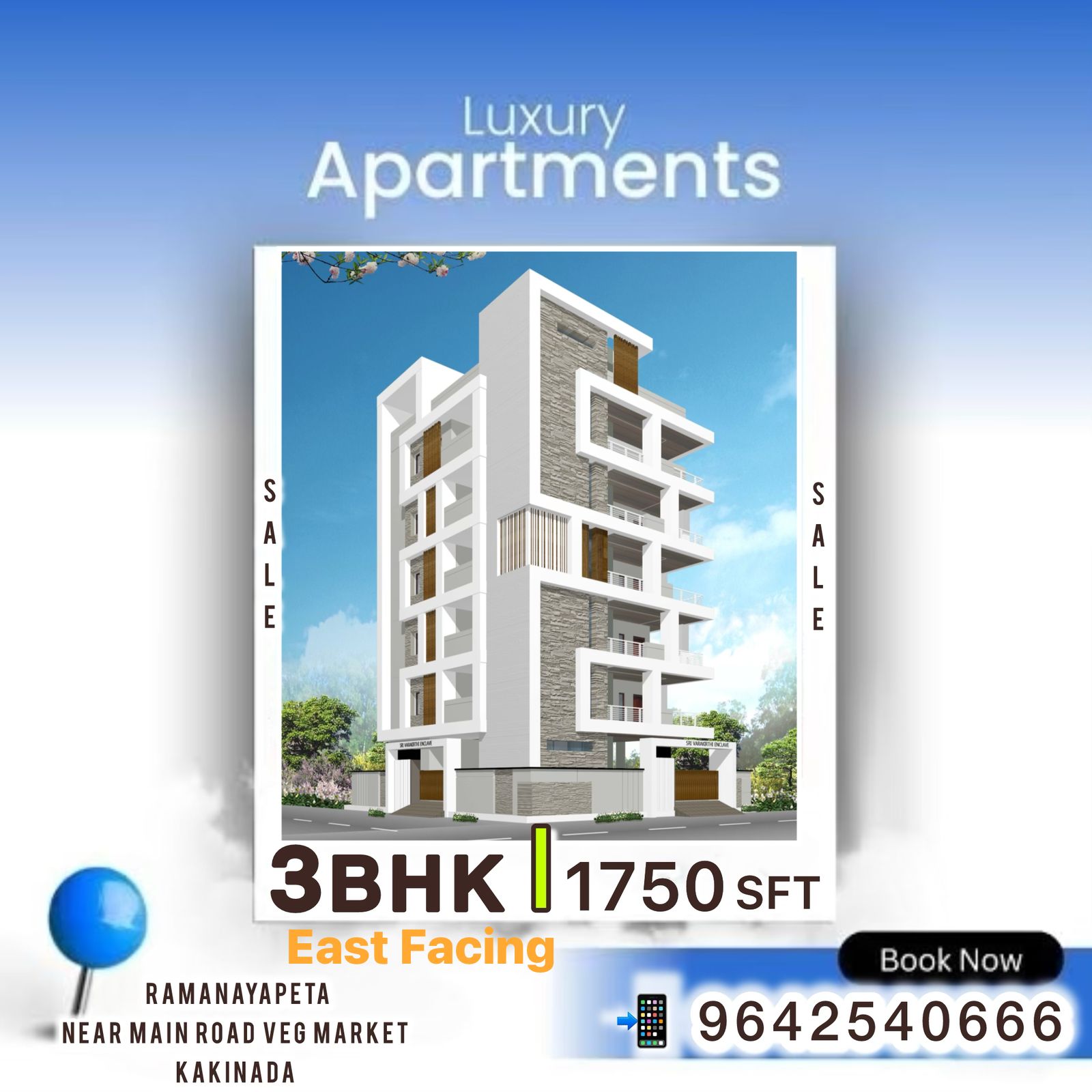  3 BHK FLAT FOR SALE  AT KAKINADA 