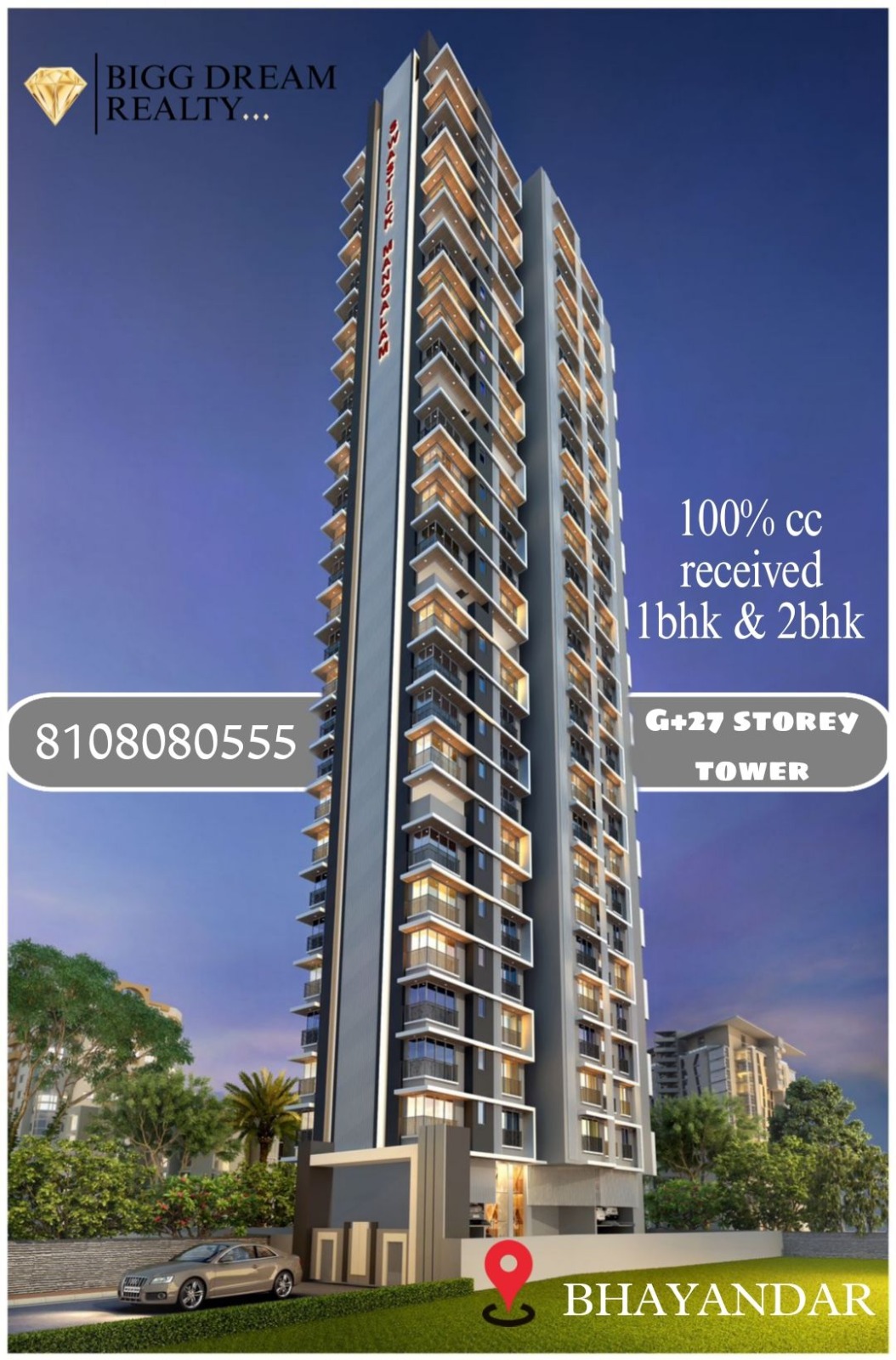 Flats for Sale in 27 Storey Golden Nest Residential Tower at Mira Road, Thane