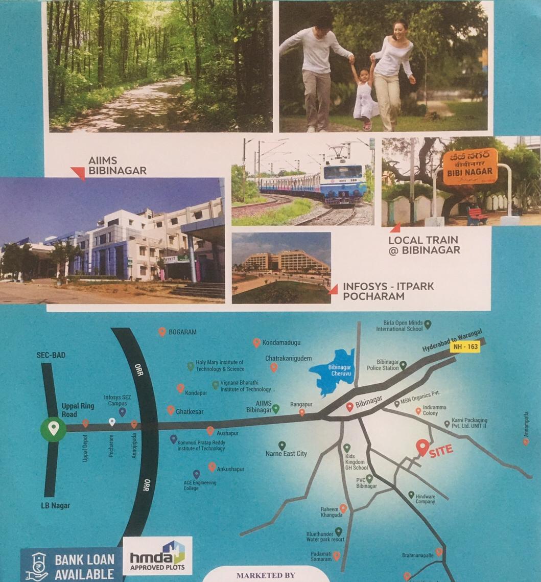 HMDA & TS RERA ApprovedOpen Plots For Sale In Bibinagar