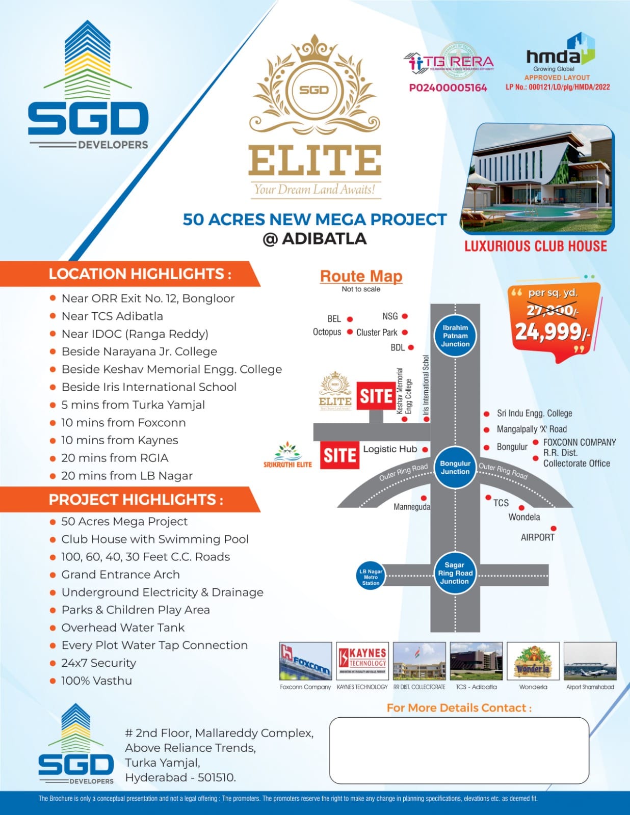 TG RERA Approved Open Plots For Sale In Adibatla Ranga Reddy 