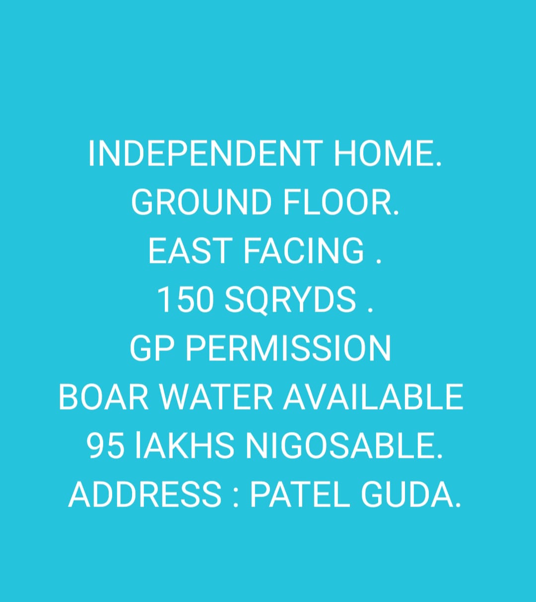 150 Sq Yds 2BHK (East Facing) Independent House on Patel Guda