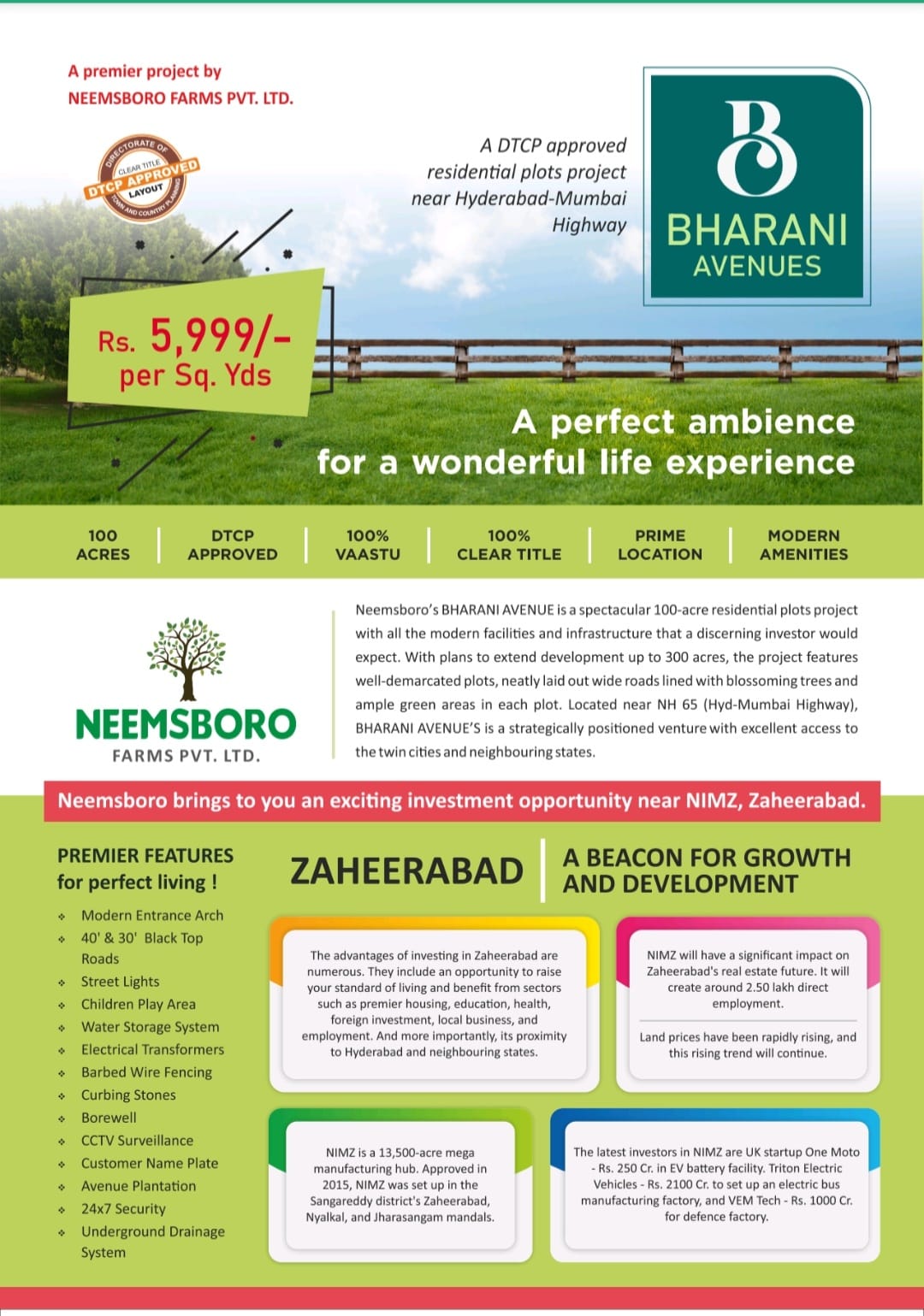 Neemboros Farms Bharani Avenues at Zaheerabad