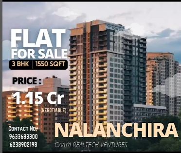 3 BHK 1550 sq ft fully furnished flat for sale at Nalanchira, Trivandrum.