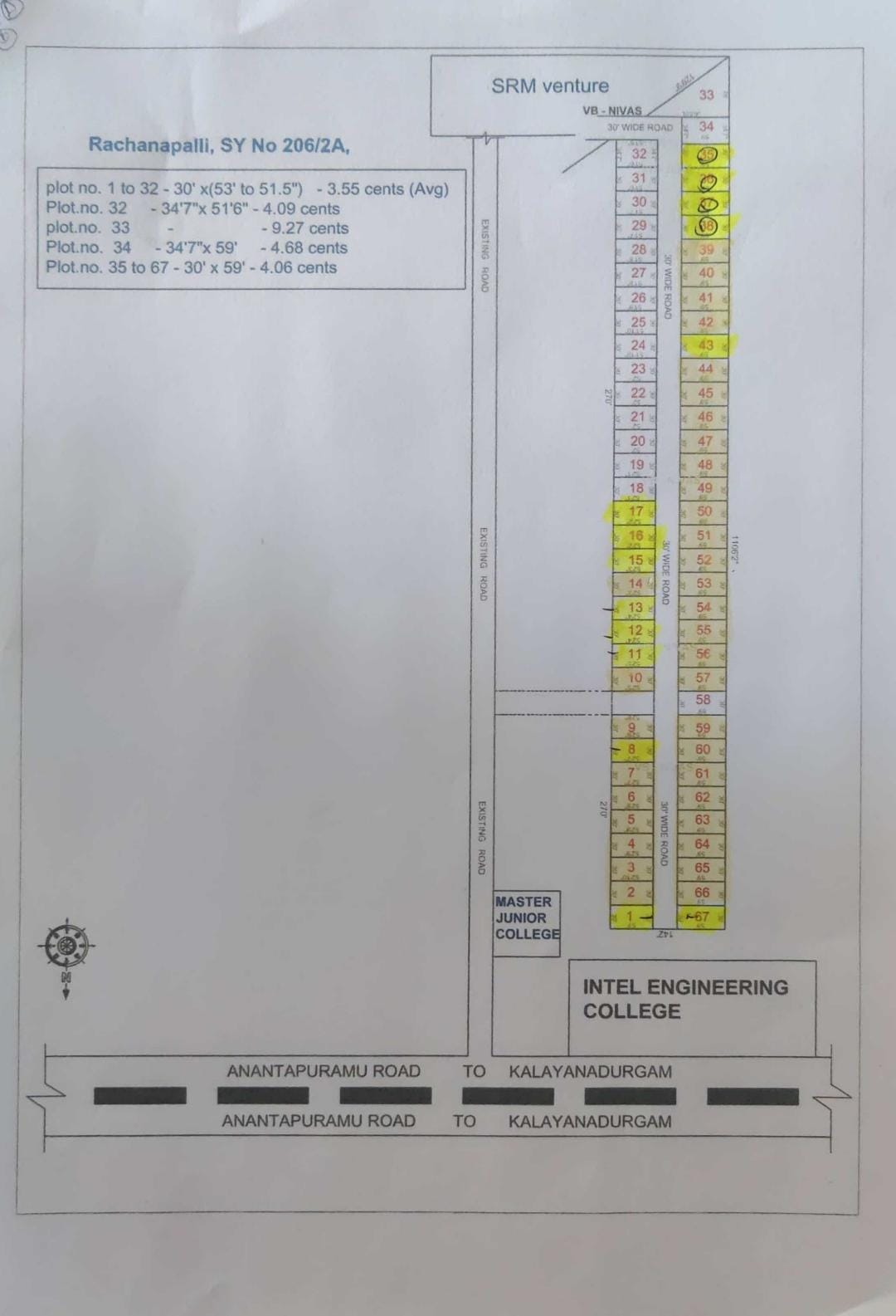 Open Plots For Sale at Intell College, Kalyandurgam Road