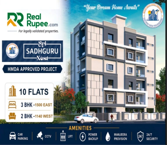 East Facing 3 BHK - 1,500 Square feet Apartments in Shanthi Sree Nagar Colony, Miyapur