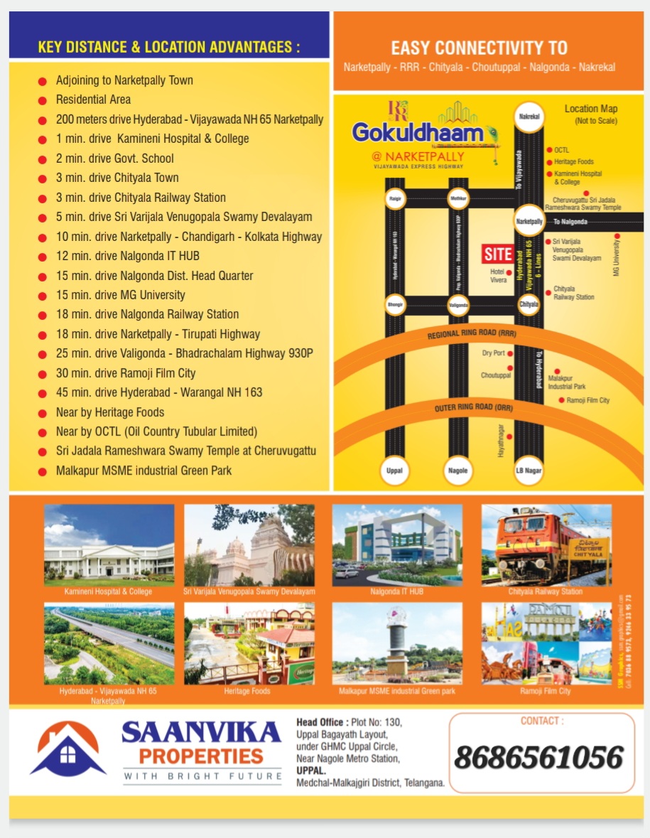 Premium Villa Plots for sale in Narketapally, Vijayawada Express Highway.