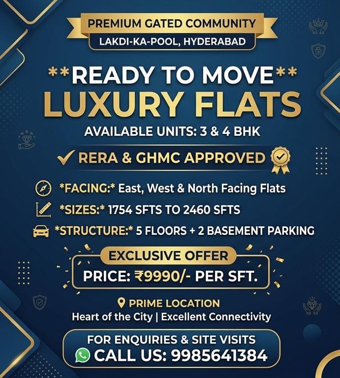 Gated community Luxury Apartment Flats For Sale At Lakdikapul