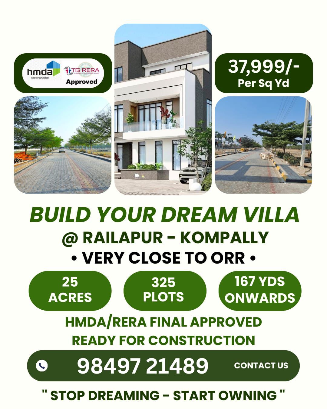 HMDA Approved Open Plots For Sale At Railapur  Kompally