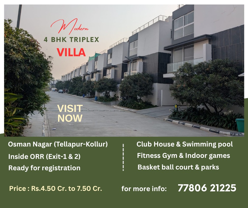 4 BHK Triplex Villa For Sale At @ Kollur Inside ORR