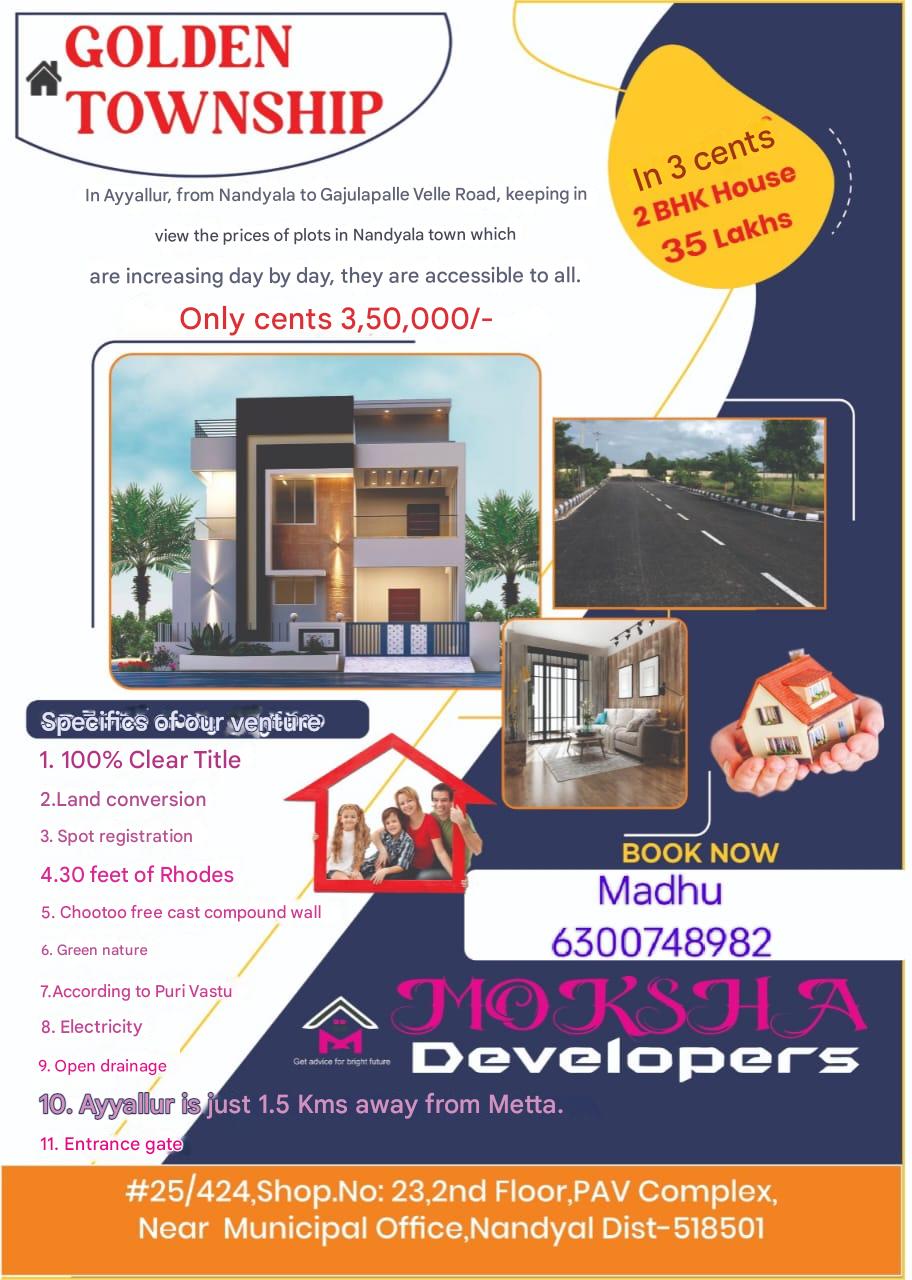 Moksha Developers 2 BHK Houses for sale  Nandyala