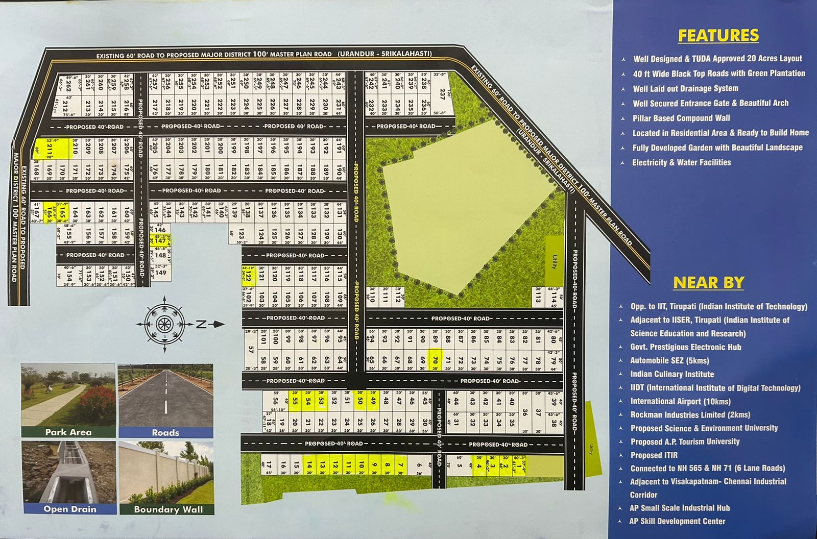 20 Acres TUDA APPROVAL Plots For Sale In IIT & IISER UNIVERSITY near YERPEDU