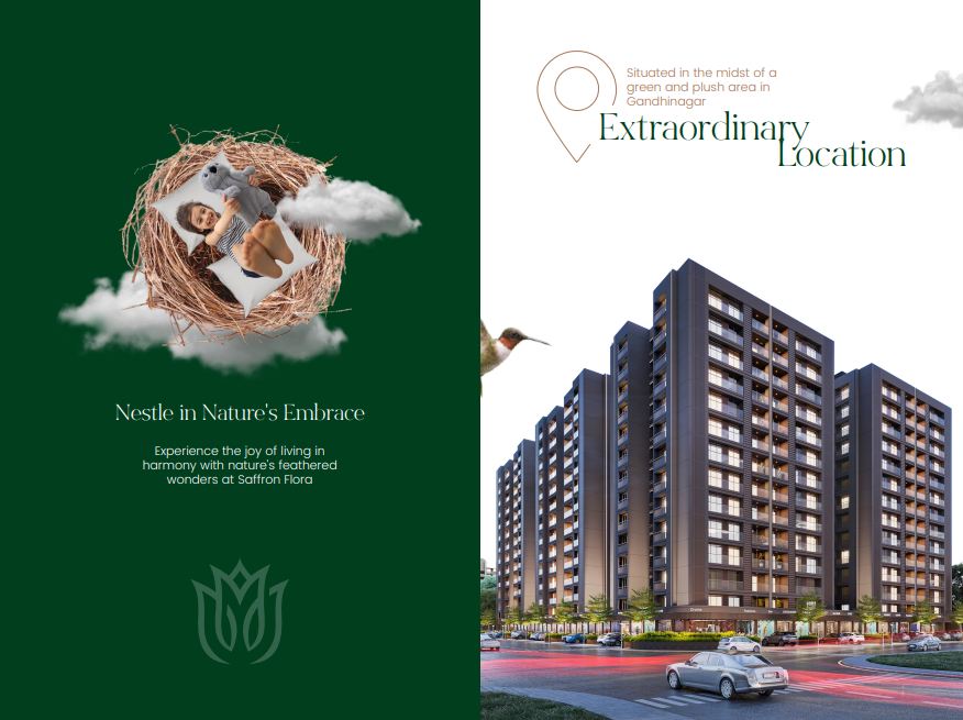 3 BHK Apartment Saffron Flora Flats for sale at Gandhinagar ahmedabad