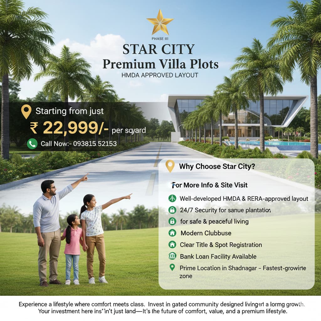  Premium Villa Plots For Sale At Shadnagar 