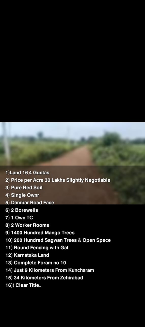 16 Acres Agricultural Land For Sale In Zahirabad Sanga Reddy