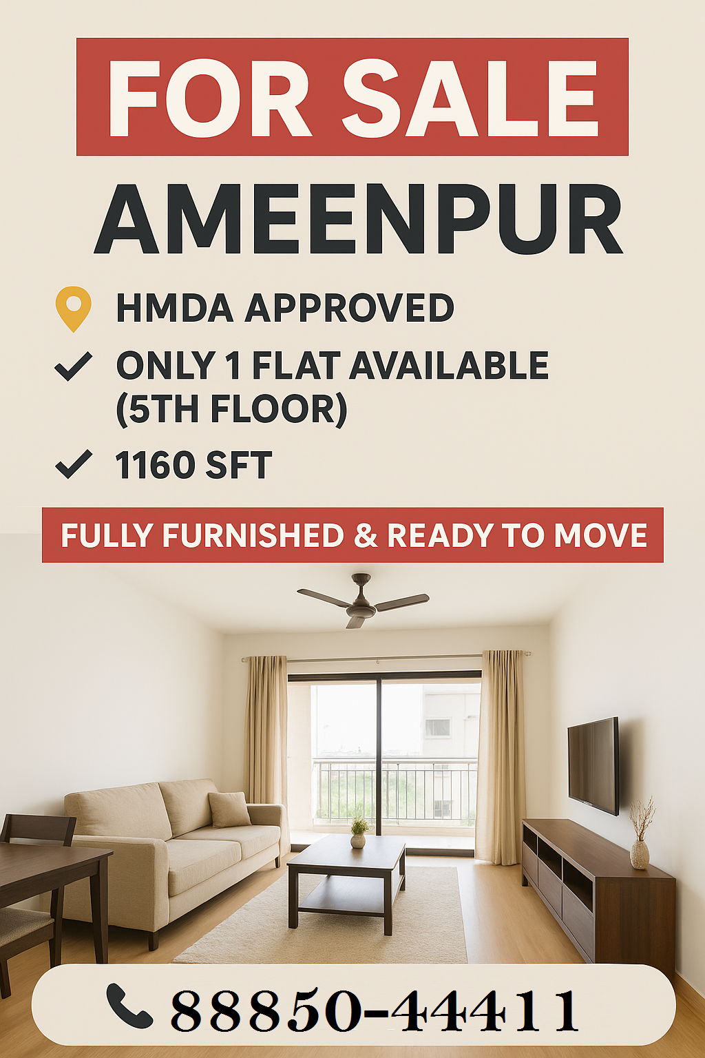 2BHK Flat for sale in Ameenpur at low budget 