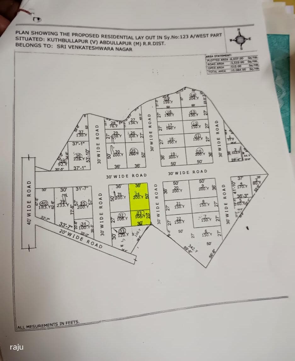 GP Layout 200 Sq Yards Open Plot For Sale In  Quthubullapur Ranga Reddy