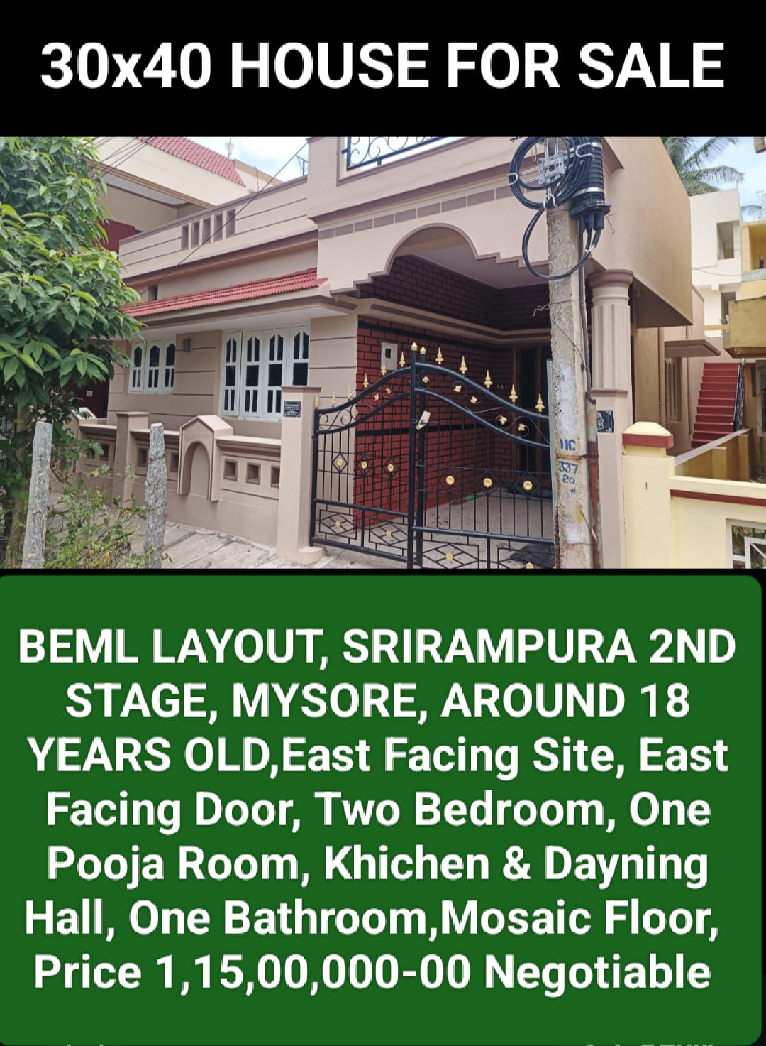 House  for sale in BEML Layout, Srirampura 2nd Stage, Mysore