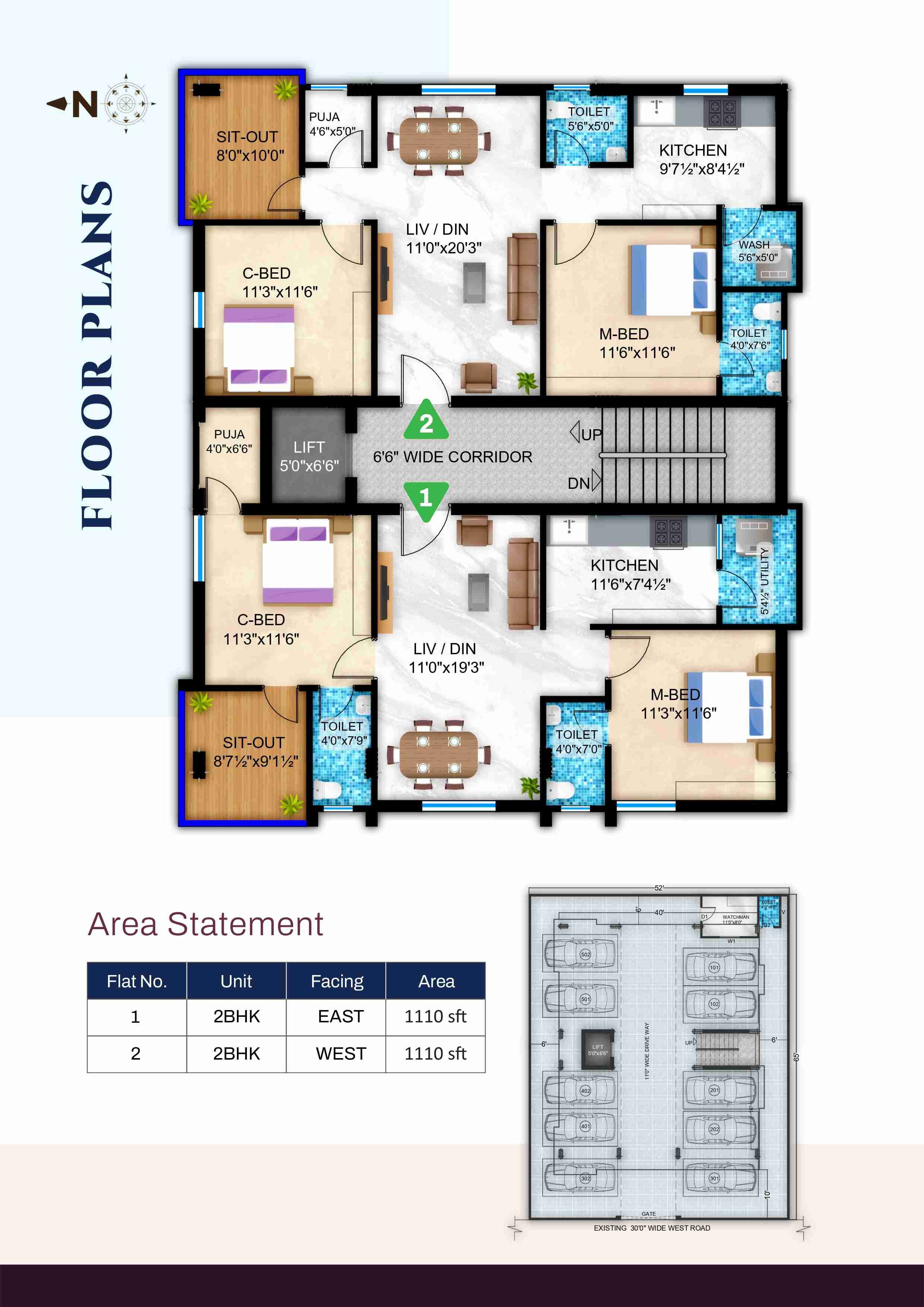 HMDA & RERA Approved Flats for sale in  Sri Veena Residency at Beeramguda
