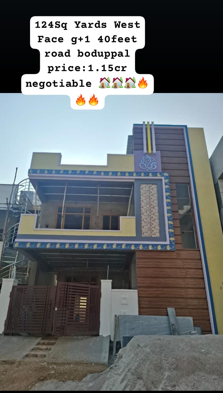 124 sq. yards West facing G+1 House for sale at Boduppal 