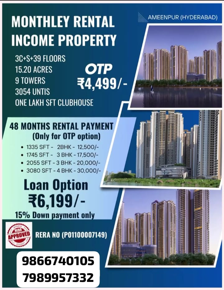  HMDA & RERA Approved Flats For Sale In Near Ameenpur Hyderabad