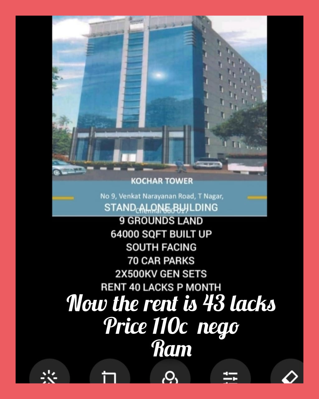 Stand Alone 9 Tower Building For Sale At @ T Nagar  Chennai