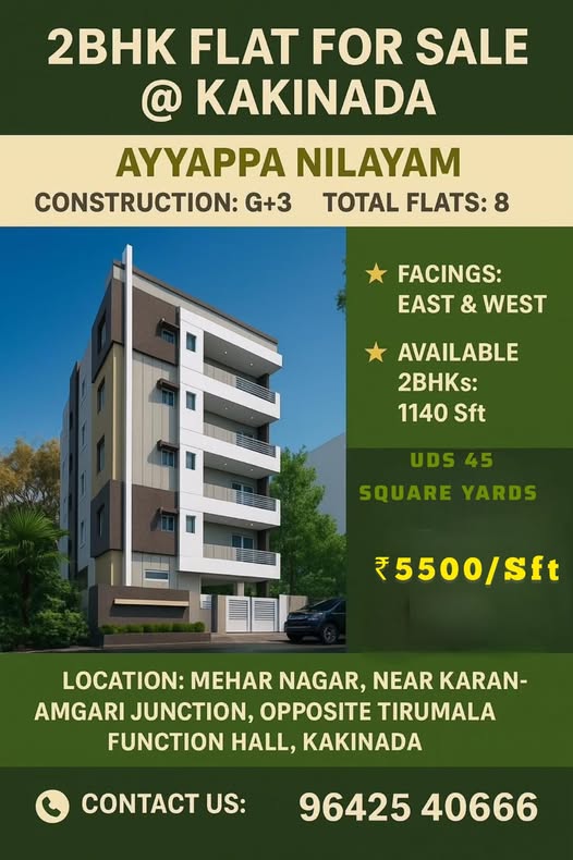  2 BHK Flats For Sale By Mehar Nagar Kakinada