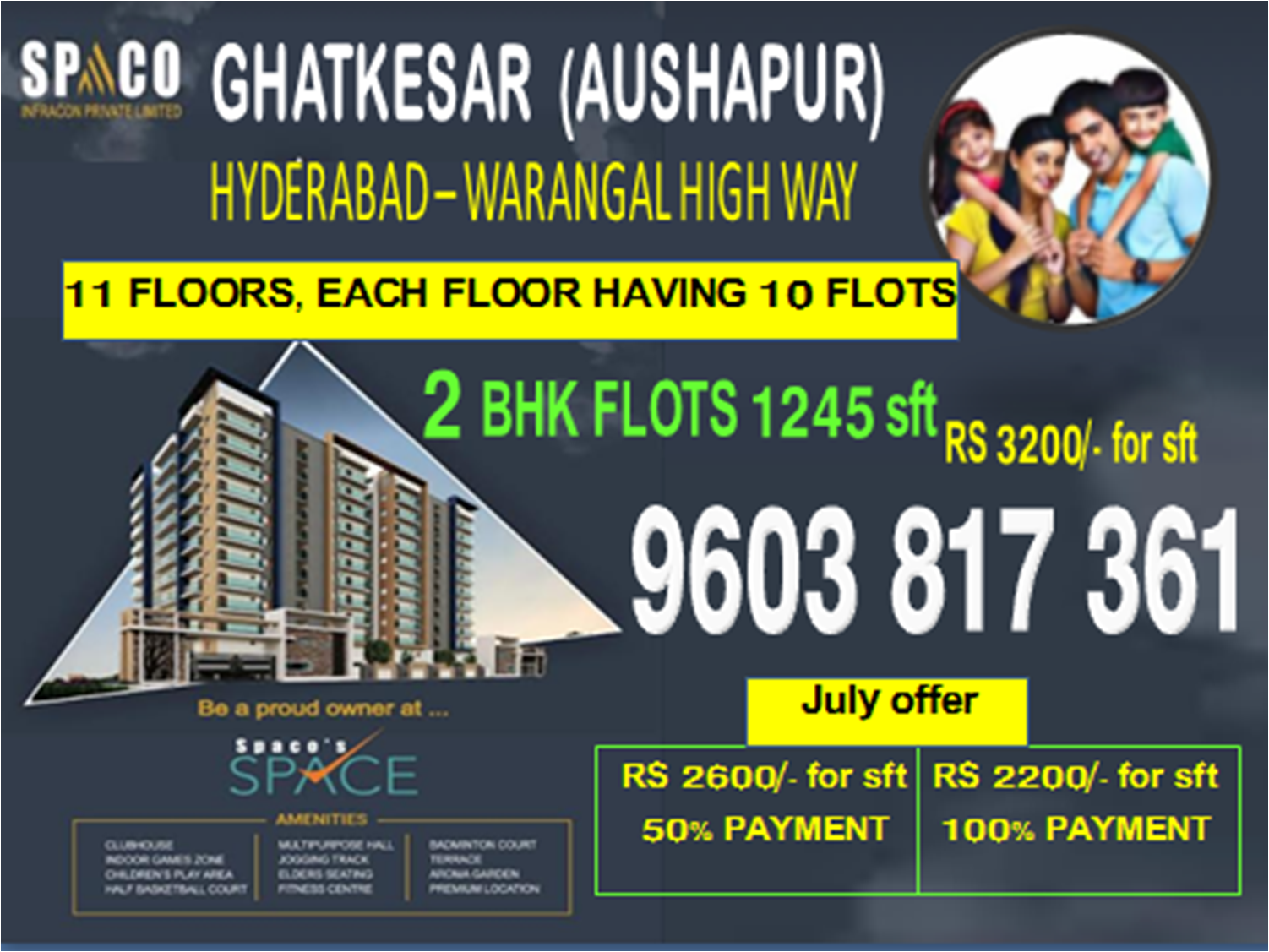 2 BHK Flats For Sale at Aushapur, Ghatkesar.