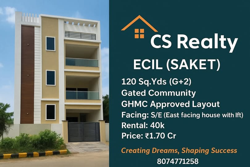 Premium G+2 Independent House For Sale At Saket ECIL 
