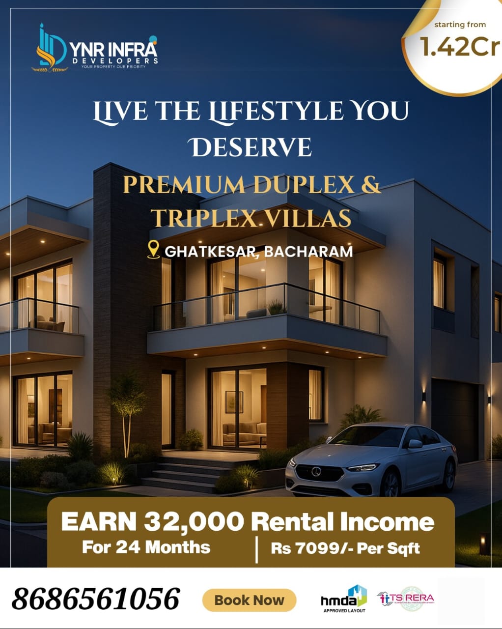 Premium Duplex & Triplex Villas For Sale In @ Ghatkesar Bacharam