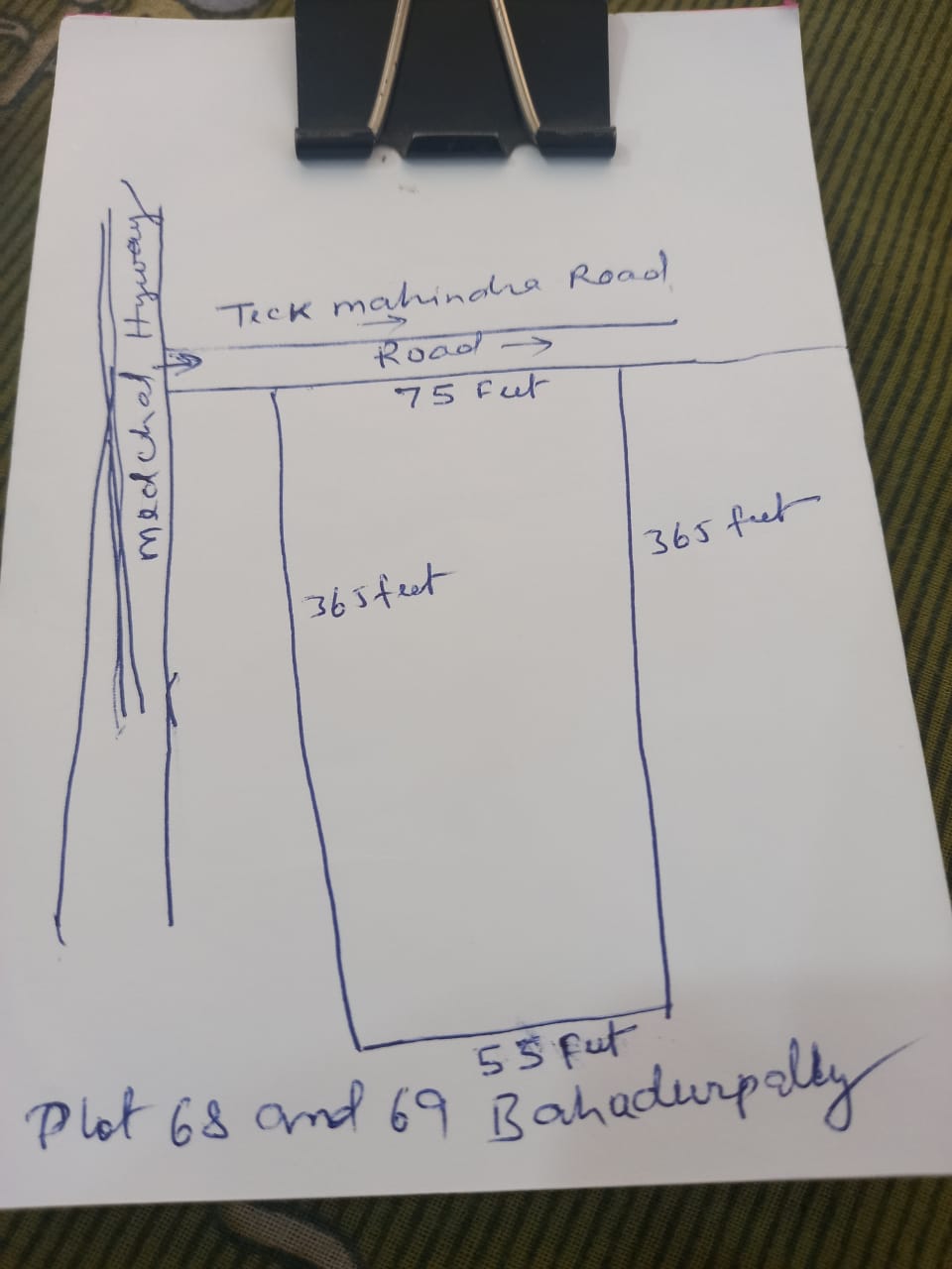 Open Plot for sale in Bahadurpally near medak highway