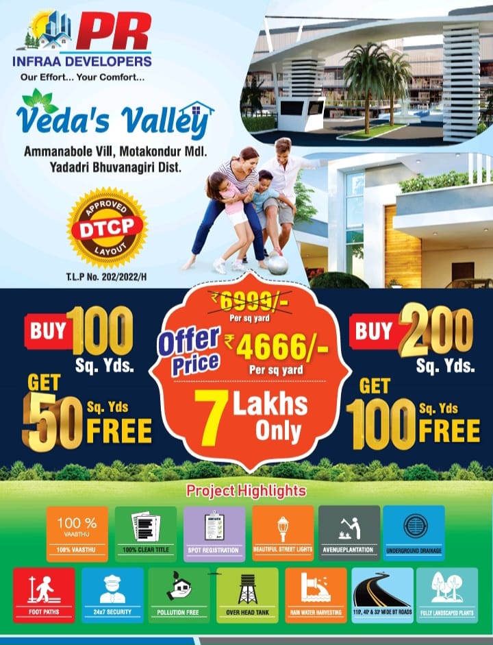 DTCP Approved Open Plots for sale near Yadagiri Gutta