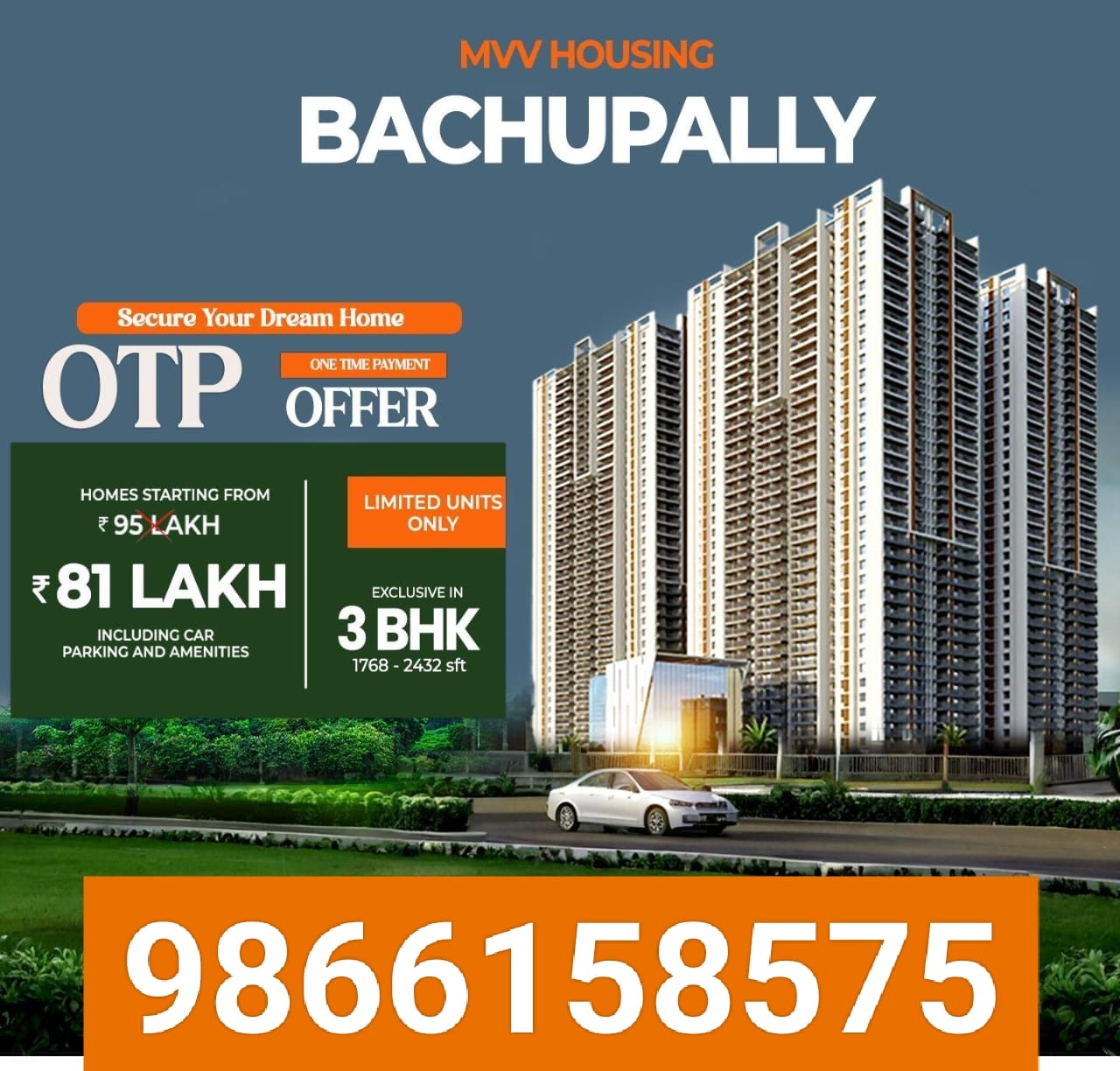 MVV Housing 3 Bhk Flats for sale At Bachupally
