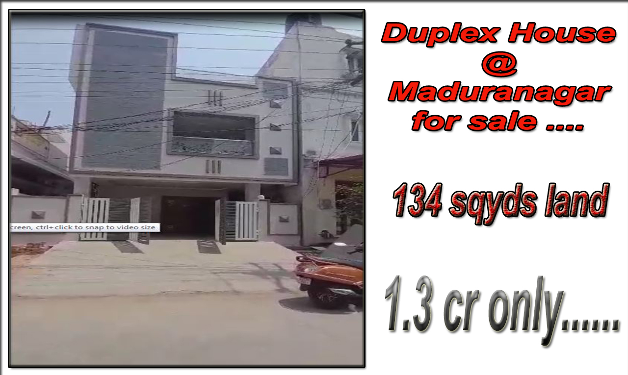 Duplex house for sale in Maduranagar with 134 sqyds land 