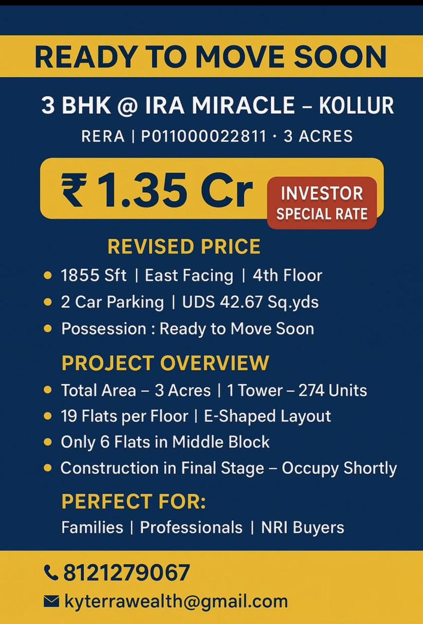 3 BHK Flats For Sale At Kollur Hyderabad