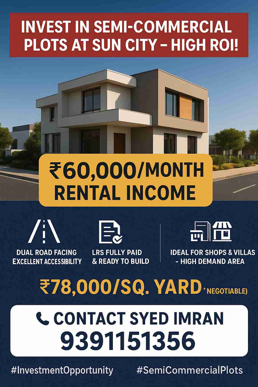 SEMI COMMERCIAL PLOTS FOR SALE  Sun City, Hyderabad!
