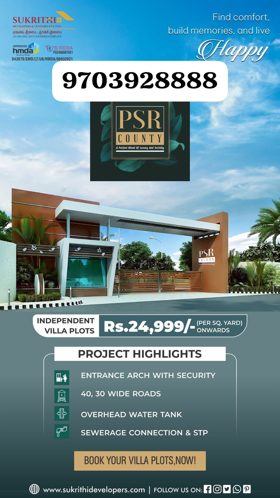  Independent Villa Plots for Sale in PSR County at Lemoor, Tukkuguda ORR