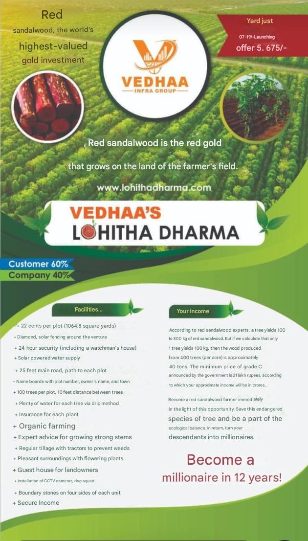 Red sandalwood Investment Plots For Sale In Rachakonda Prakasham
