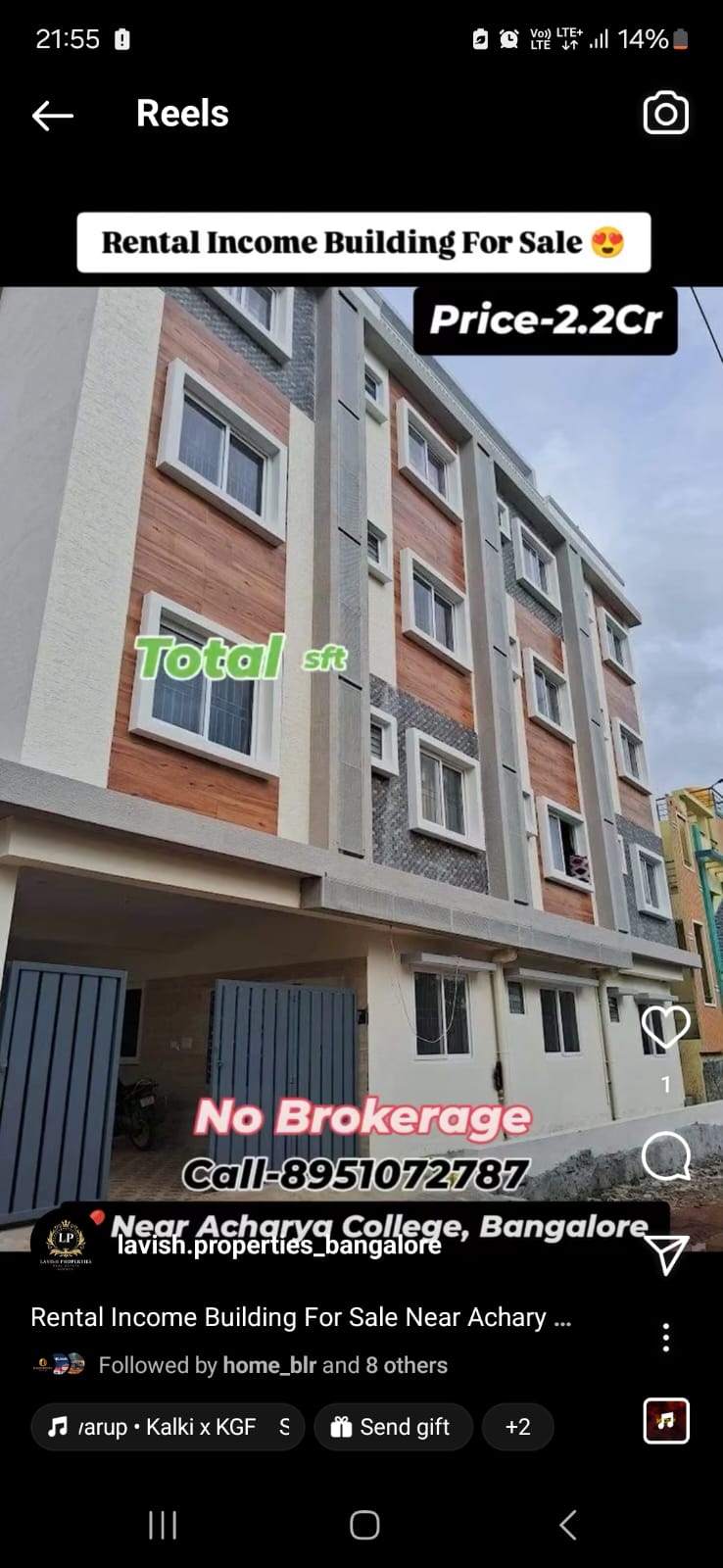 Rental Income Building for Sale Near Acharya College, Bangalore