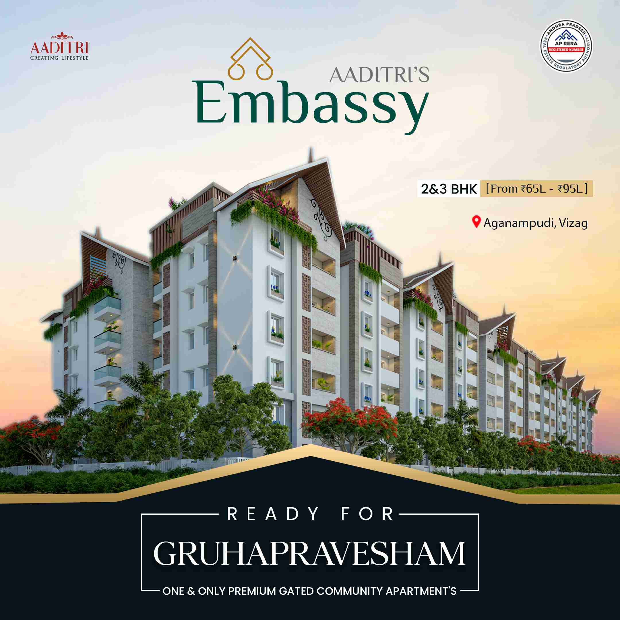 EMBASSY,
MODERN LUXURY GATED COMMUNITY APARTMENTS ,
AGANAMPUDI, VIZAG,.