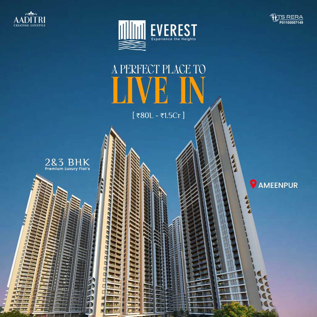 EVEREST,
Luxurious Highrise Sky High Gated Community Apartments
With World Class Amenities,
Ameenpur, Hyderabad,.