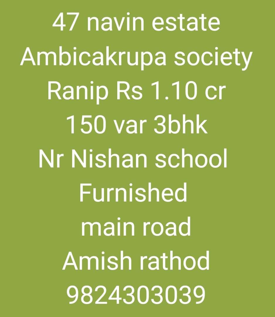 3BHK for sale at Ambicakrupa Society Ranip Ahmedabad