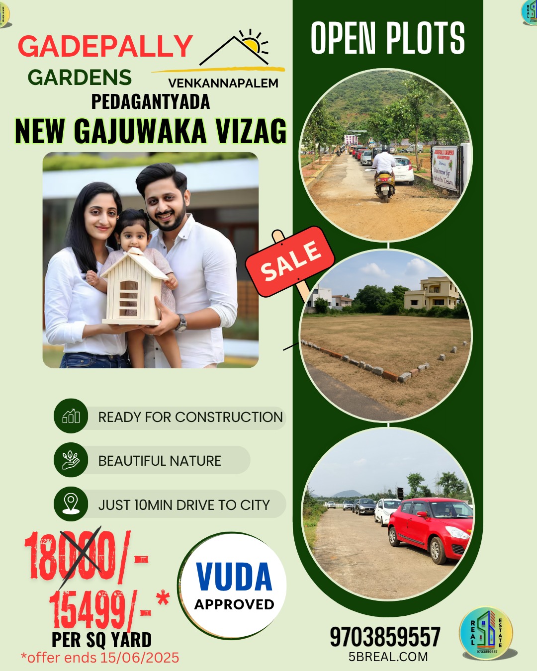 VUDA Approved open plots for sale in  Venkannapalem Pedagyantada