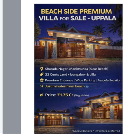 Beach Side Premium Villa For Sale At Uppala Kerala