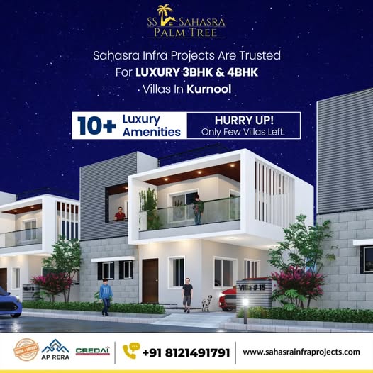 3 and 4BHK Villas with all amenities at Kurnool