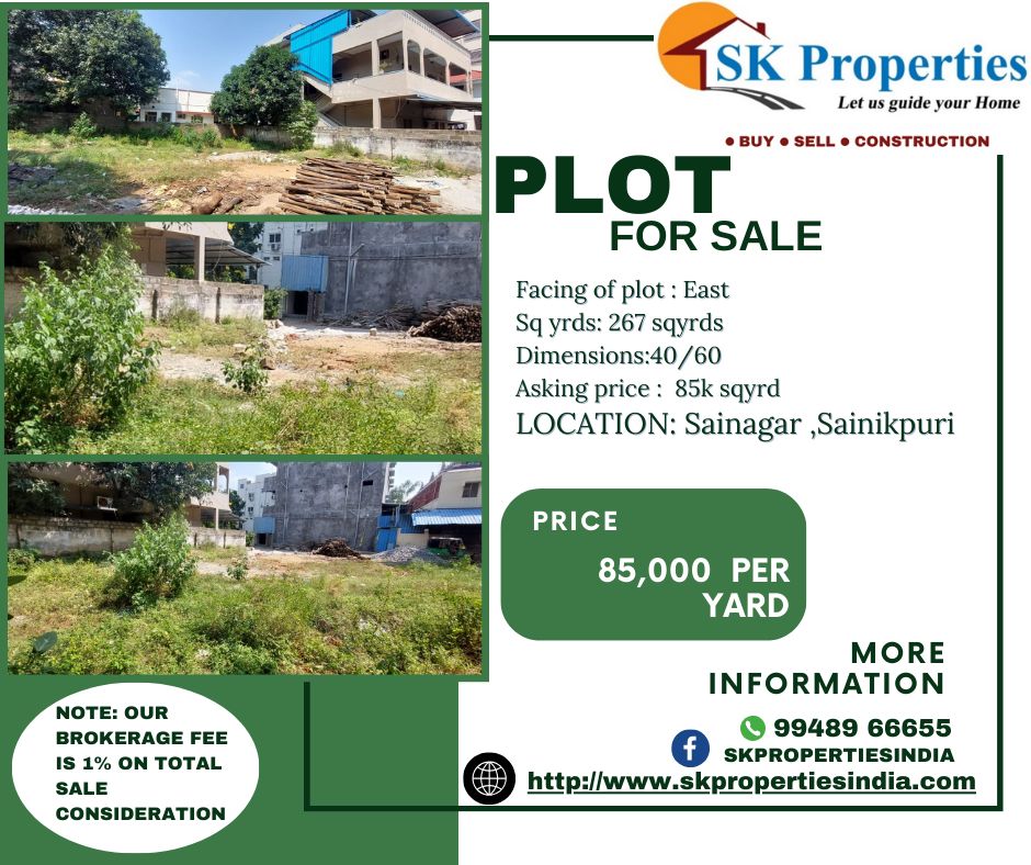 Open plot for sale East Facing 267 yards at Sainagar Sainikpuri