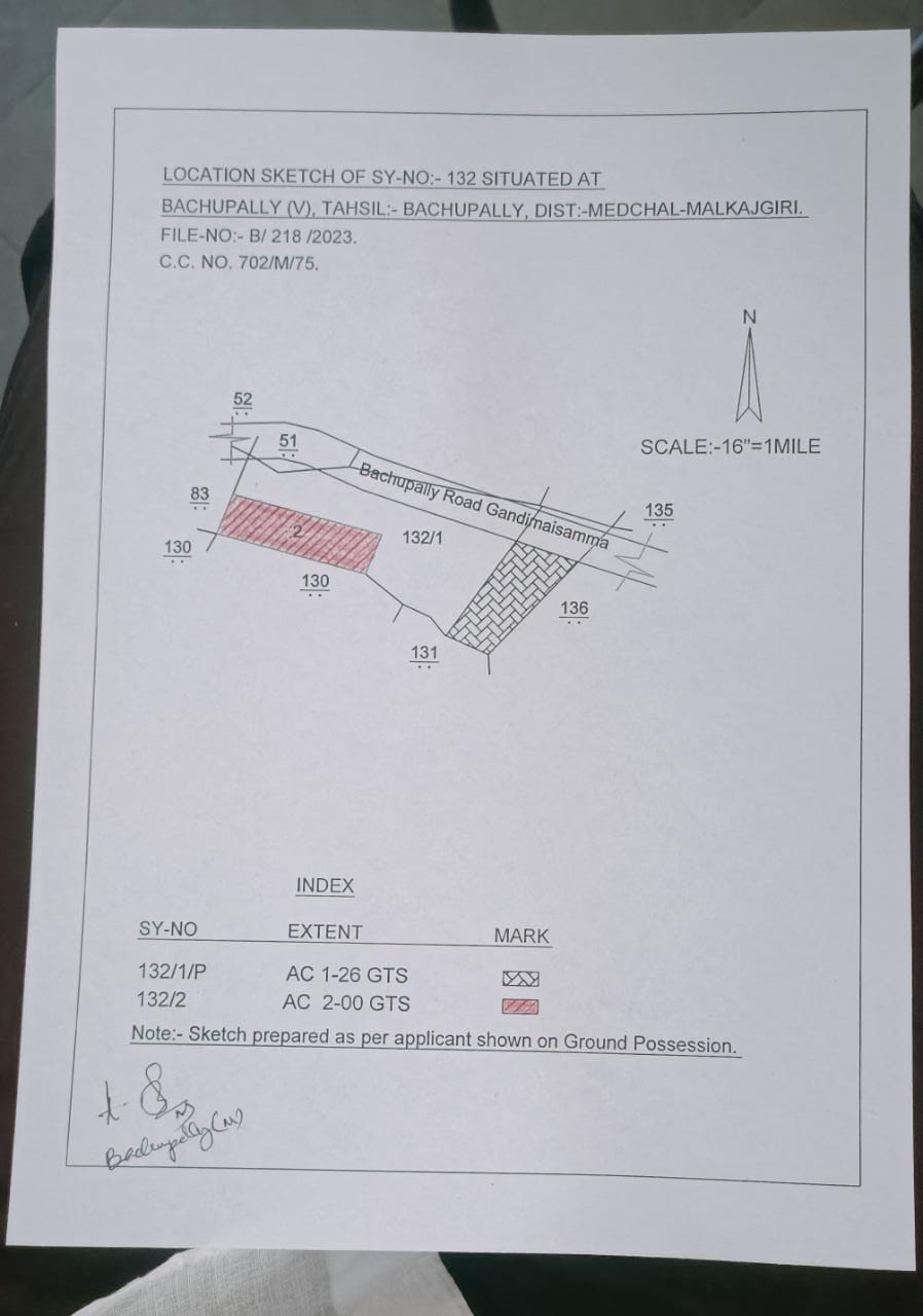 Bachupally Main Road Commercial  land of 8000 yds for Development ( Half Development  Half Outright). 