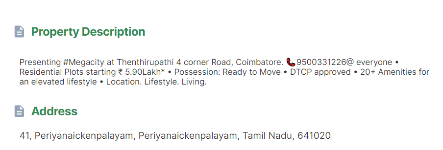 Luxurious sites for sale at Coimbatore